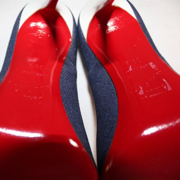 NWOB Christian Louboutin So Kate Denim Red Bottom Soles Pumps Heels 39.5 - Picture 5 of 6